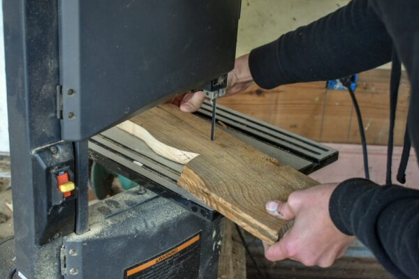 Bandsaw cutting wood